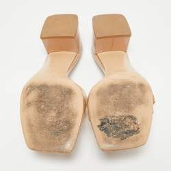 Pre Owned Gianvito Rossi Beige Patent Leather and PVC Gemini Slide Sandals Size 37.5