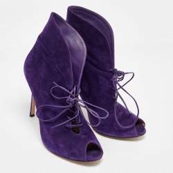 Pre Owned Gianvito Rossi Purple Suede Jane Ankle Booties Size 40