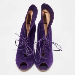 Pre Owned Gianvito Rossi Purple Suede Jane Ankle Booties Size 40
