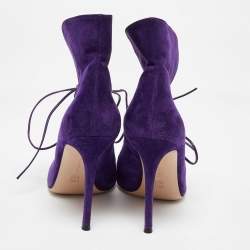 Pre Owned Gianvito Rossi Purple Suede Jane Ankle Booties Size 40