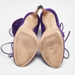 Pre Owned Gianvito Rossi Purple Suede Jane Ankle Booties Size 40