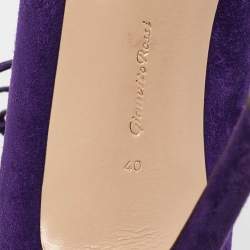 Pre Owned Gianvito Rossi Purple Suede Jane Ankle Booties Size 40