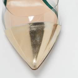 Gianvito Rossi Gold/Green Leather, Suede and PVC Plexi Pumps Size 41.5