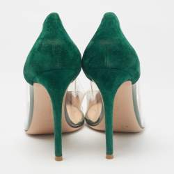 Gianvito Rossi Gold/Green Leather, Suede and PVC Plexi Pumps Size 41.5