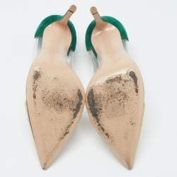 Gianvito Rossi Gold/Green Leather, Suede and PVC Plexi Pumps Size 41.5