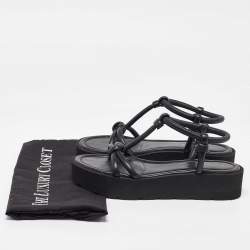 Pre Owned Gianvito Rossi Black Leather Marine Platform Sandals Size 38