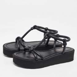 Pre Owned Gianvito Rossi Black Leather Marine Platform Sandals Size 38