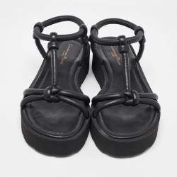 Pre Owned Gianvito Rossi Black Leather Marine Platform Sandals Size 38
