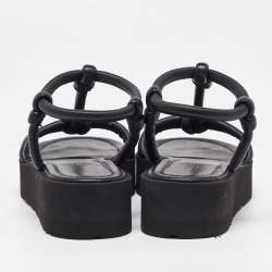 Pre Owned Gianvito Rossi Black Leather Marine Platform Sandals Size 38