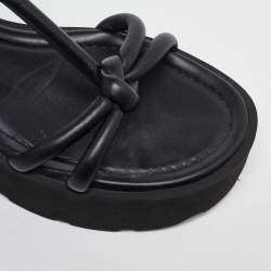 Pre Owned Gianvito Rossi Black Leather Marine Platform Sandals Size 38