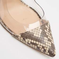 Gianvito Rossi Brown/Beige Python and PVC Plexi Pumps Size 38