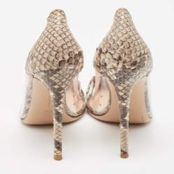 Gianvito Rossi Brown/Beige Python and PVC Plexi Pumps Size 38