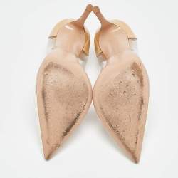 Pre Owned Gianvito Rossi Cream/Beige Patent Leather and PVC Plexi Pumps Size 38