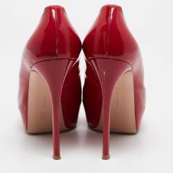 Gianvito Rossi Red Patent Leather Peep Toe Pumps Size 39.5