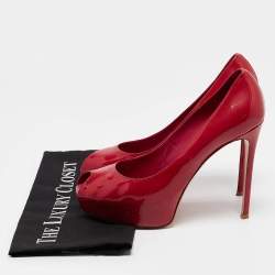 Gianvito Rossi Red Patent Leather Peep Toe Pumps Size 39.5