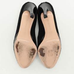 Pre Owned Gianvito Rossi Black Calf Hair and Patent Leather Pumps Size 38.5