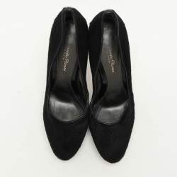 Pre Owned Gianvito Rossi Black Calf Hair and Patent Leather Pumps Size 38.5