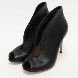 Gianvito Rossi Black Leather Vamp Booties Size 35.5