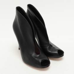 Gianvito Rossi Black Leather Vamp Booties Size 35.5