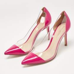 Gianvito Rossi Pink Patent Leather and PVC Plexi Pumps Size 37.5