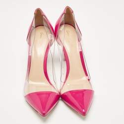 Gianvito Rossi Pink Patent Leather and PVC Plexi Pumps Size 37.5