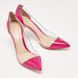 Gianvito Rossi Pink Patent Leather and PVC Plexi Pumps Size 37.5