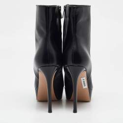 Pre Owned Gianvito Rossi Black Leather Ankle Length Boots Size 38