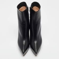 Pre Owned Gianvito Rossi Black Leather Ankle Length Boots Size 38