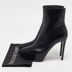 Pre Owned Gianvito Rossi Black Leather Ankle Length Boots Size 38