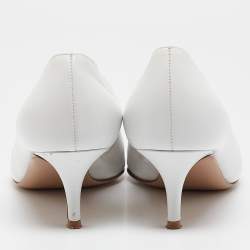 Gianvito Rossi White Leather Pointed Toe Pumps Size 38.5