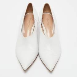 Gianvito Rossi White Leather Pointed Toe Pumps Size 38.5