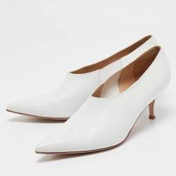 Gianvito Rossi White Leather Pointed Toe Pumps Size 38.5