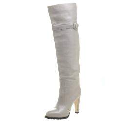Pre Owned Gianvito Rossi Grey Leather Knee High Boots Size 38
