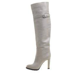 Pre Owned Gianvito Rossi Grey Leather Knee High Boots Size 38