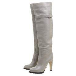 Pre Owned Gianvito Rossi Grey Leather Knee High Boots Size 38