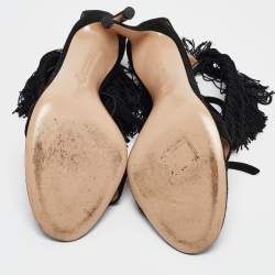 Pre Owned Gianvito Rossi Black Suede Olivia Ankle Strap Sandals Size 40