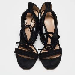 Pre Owned Gianvito Rossi Black Suede Olivia Ankle Strap Sandals Size 40