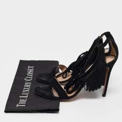 Pre Owned Gianvito Rossi Black Suede Olivia Ankle Strap Sandals Size 40