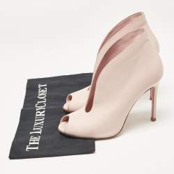 Pre Owned Gianvito Rossi Pink Leather Vamp Booties Size 37