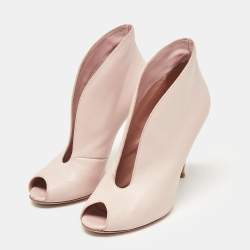 Pre Owned Gianvito Rossi Pink Leather Vamp Booties Size 37