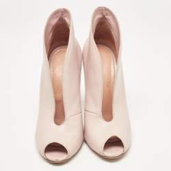 Pre Owned Gianvito Rossi Pink Leather Vamp Booties Size 37