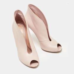 Pre Owned Gianvito Rossi Pink Leather Vamp Booties Size 37