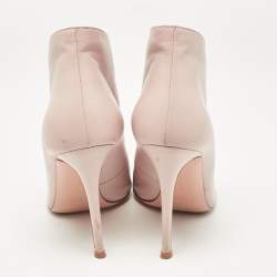 Pre Owned Gianvito Rossi Pink Leather Vamp Booties Size 37