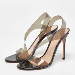 Gianvito Rossi Black PVC Metropolis Slingback Sandals Size 40