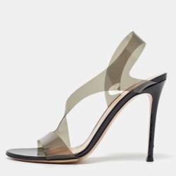 Gianvito Rossi Black PVC Metropolis Slingback Sandals Size 40