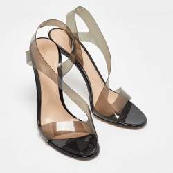 Gianvito Rossi Black PVC Metropolis Slingback Sandals Size 40