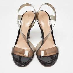 Gianvito Rossi Black PVC Metropolis Slingback Sandals Size 40