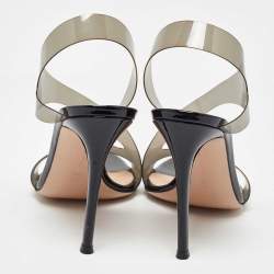 Gianvito Rossi Black PVC Metropolis Slingback Sandals Size 40