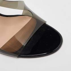 Gianvito Rossi Black PVC Metropolis Slingback Sandals Size 40