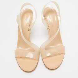 Pre Owned Gianvito Rossi Beige PVC Metropolis Slingback Sandals Size 38